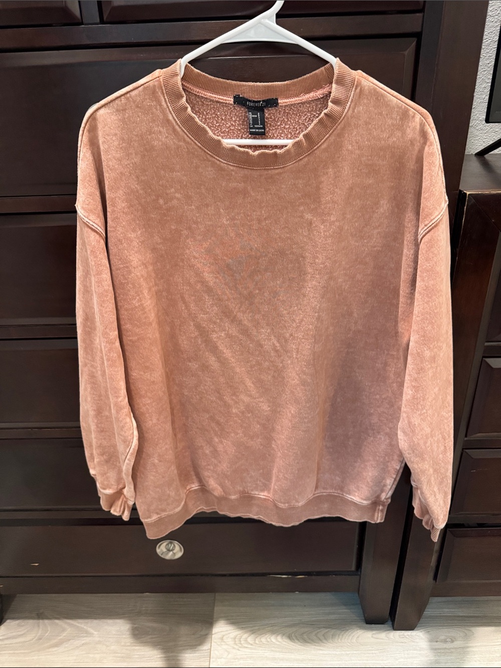 Forever 21 Dusty Rose Washed Crewneck distressed Sweatshirt